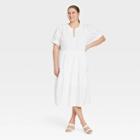 Women's Plus Size Puff Short Sleeve Lace Dress - Who What Wear White