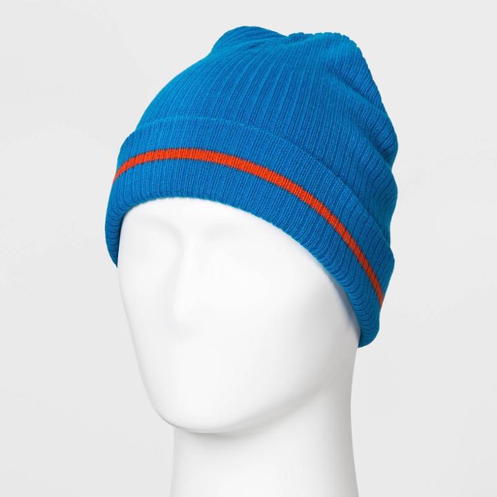 Men's Striped Beanie - Original Use Blue One Size,