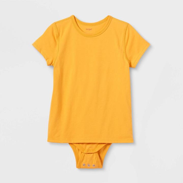 Kids' Adaptive Short Sleeve Bodysuit With Abdominal Access - Cat & Jack Mustard Yellow