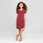Girls' Cold Clavicle Dress - Art Class Red
