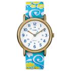 Timex Weekender Slip Thru Reversible Floral Nylon Strap Watch - Blue/yellow Tw2p90100jt, Women's