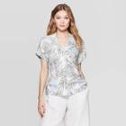Women's Floral Print Short Sleeve Collared Resort Shirt - A New Day White