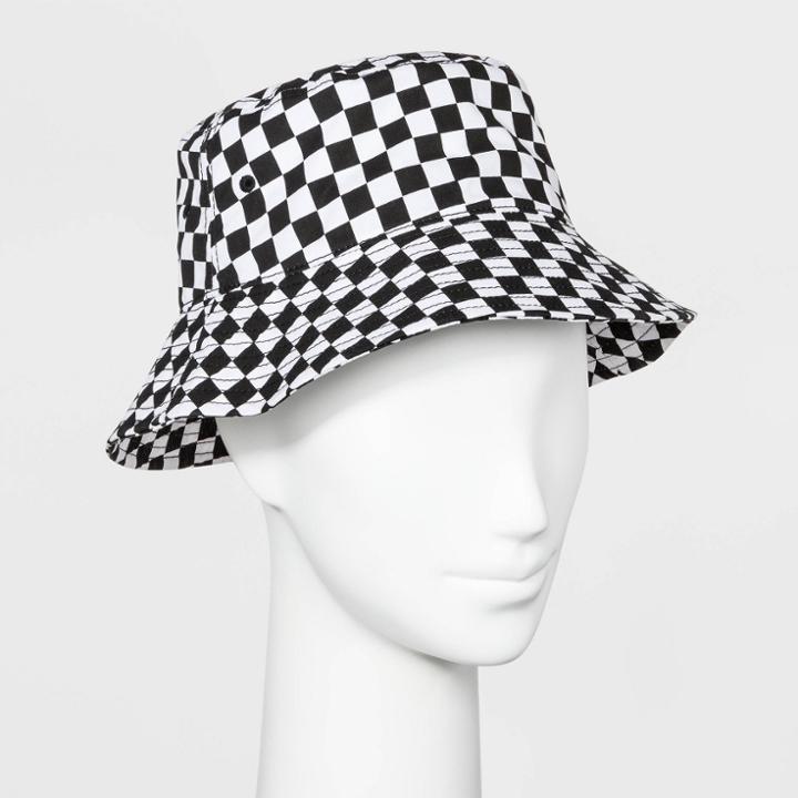 Women's Plaid Checkered Bucket Hat - Wild Fable Black