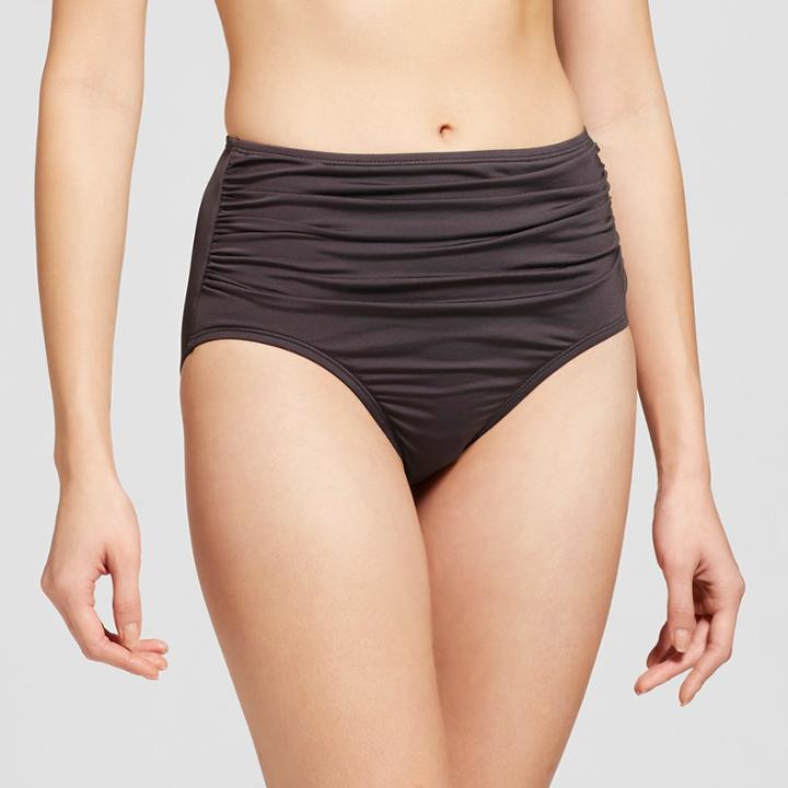 Women's High Waist Swim Bikini Bottom - Gray M - Merona,
