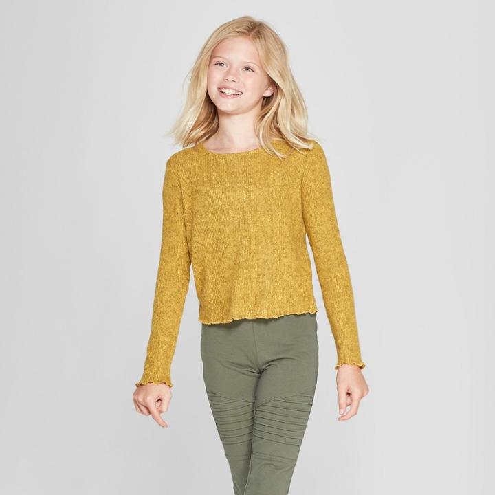 Girls' Long Sleeve Rib T-shirt - Art Class Yellow