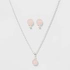Rose Quartz Earring And Necklace Set - A New Day Pink, Women's