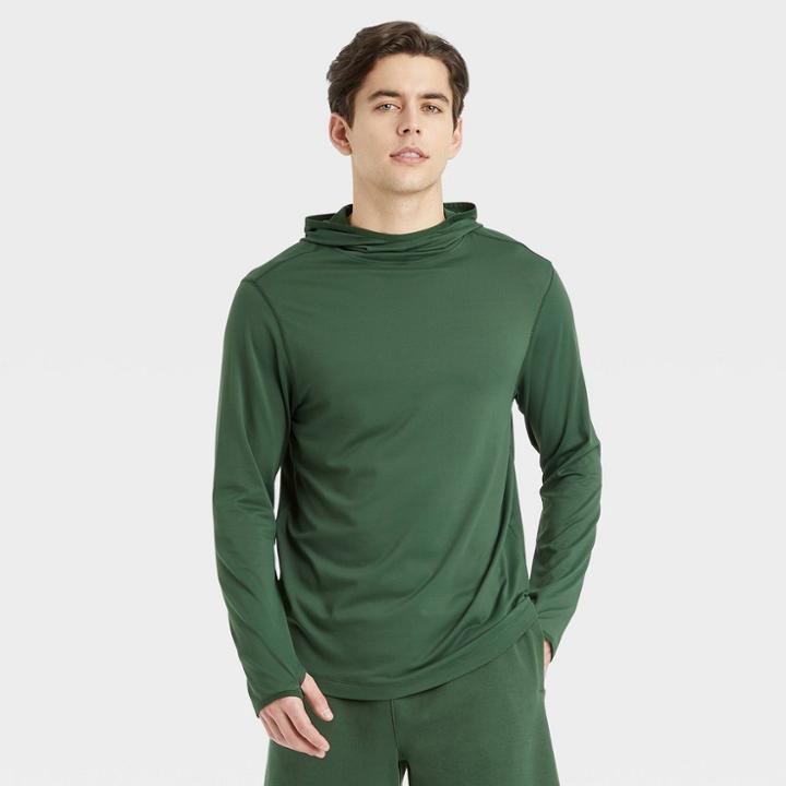 Men's Long Sleeve Upf T-shirt - All In Motion Dark Green