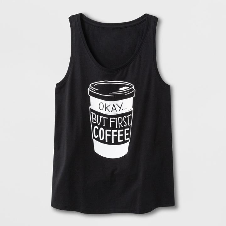 Shinsung Tongsang Women's 'but First, Coffee' Graphic Tank Top - Black