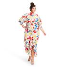 Plus Size Floral Mock Neck Cascade Ruffle Dress - Rixo For Target Cream