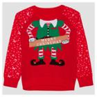 Hybrid Apparel Girls' Elf Costume Ugly Sweater- Red