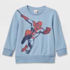 Marvel Toddler Boys' Spider-man Solid Pullover Sweatshirt - Blue