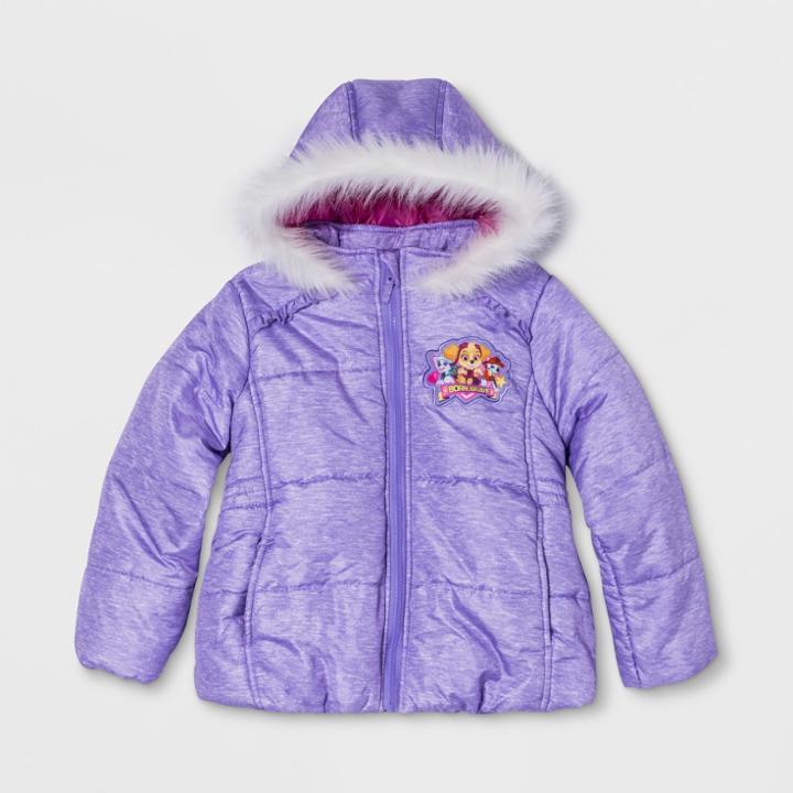 Nickelodeon Girls' Paw Patrol Puffer Jacket - Purple