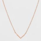 Distributed By Target Sterling Silver Plain V Bar Necklace - Rose Gold, Women's, Pink