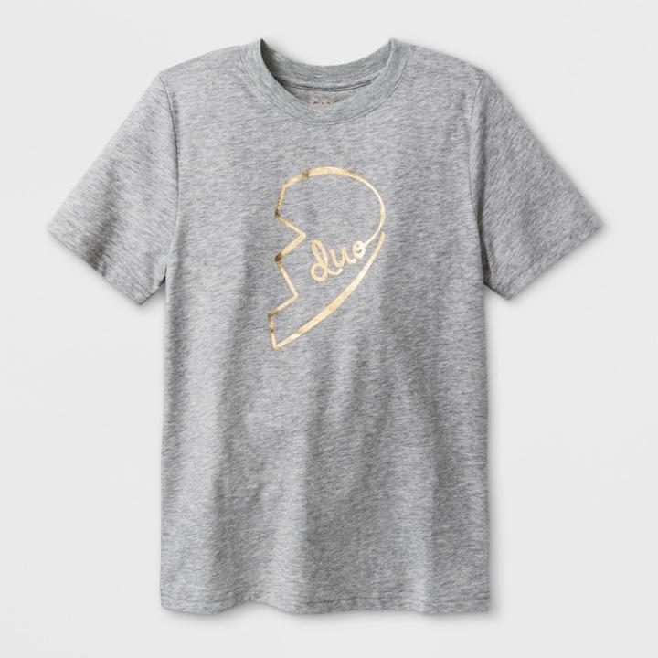 Kids' Short Sleeve Duo Graphic T-shirt - Cat & Jack Heather Gray Xxl, Kids Unisex