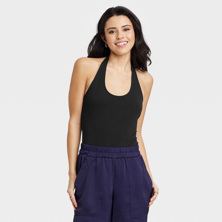 Women's Sleeveless Bodysuit - A New Day Black