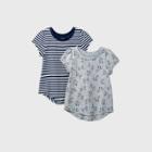 Toddler Girls' 2pk Short Sleeve Unicorn T-shirt - Cat & Jack Navy/gray