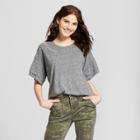 Women's Hello Sunshine Short Ruffle Sleeve Embroidered T-shirt - Grayson Threads (juniors') Gray