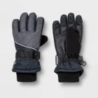 Boys' Promo Ski Gloves With Reflective - C9 Champion Dark Gray 4-7, Boy's, Black Gray