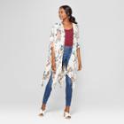 Women's Handkerchief Hem Floral Kimono - Xhilaration Ivory