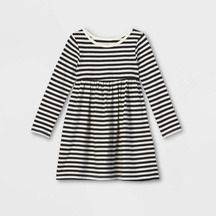 Toddler Girls' Long Sleeve Dress - Cat & Jack Black/cream