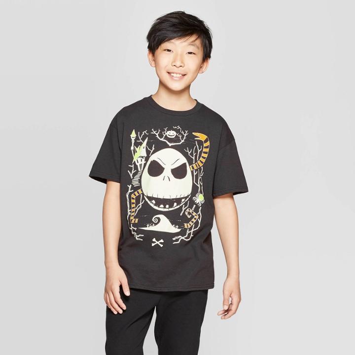 Disney Boys' The Nightmare Before Christmas Jack Skellington Short Sleeve T-shirt - Black
