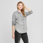 Target Women's Long Sleeve Soft Twill Shirt - Universal Thread Gray