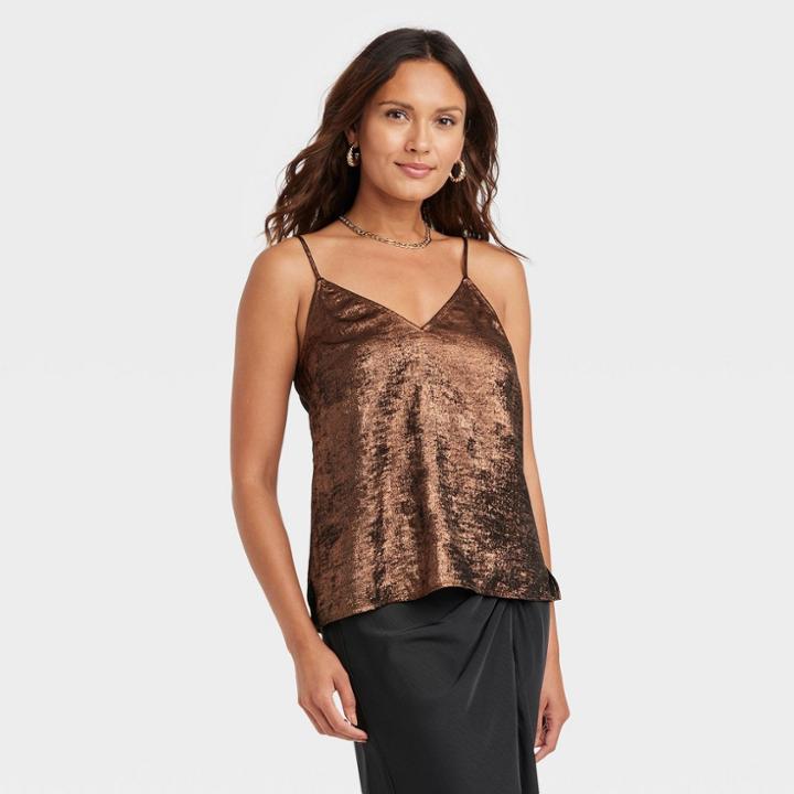 Women's V-neck Cami - A New Day Copper