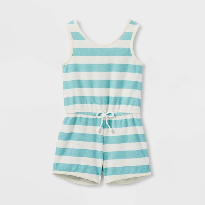 Grayson Mini Toddler Girls' Terry Striped Romper - Blue