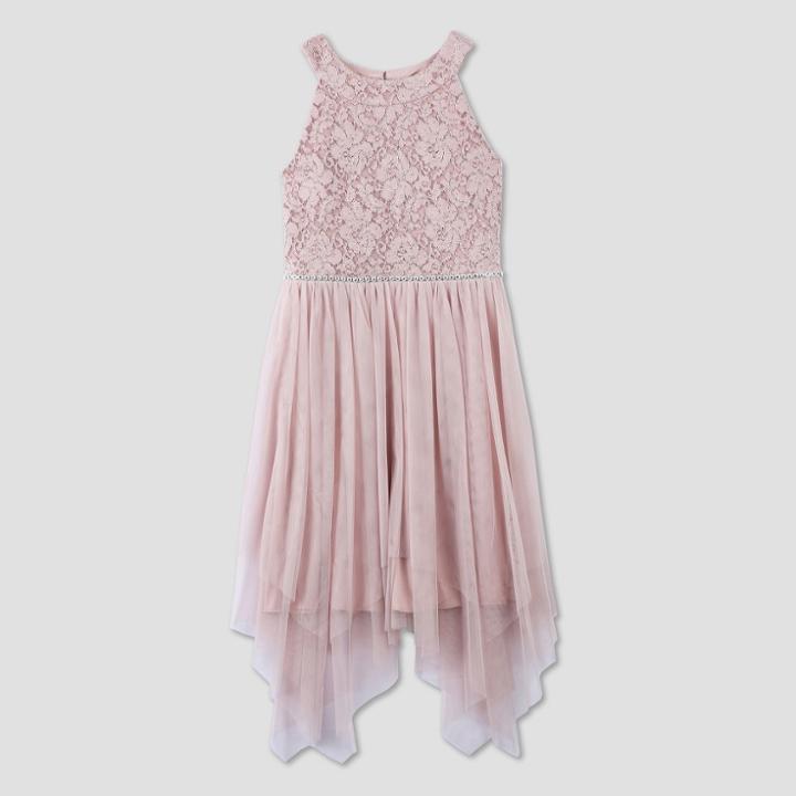Lots Of Love By Speechless Girls' Sleeveless Lace Dress - Pink
