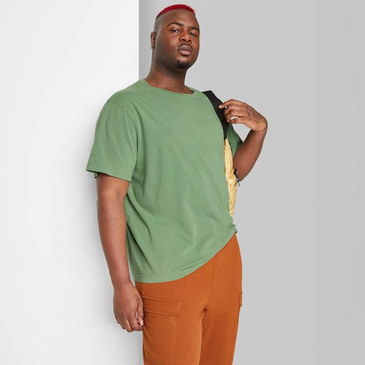 Men's Big & Tall Botanical Dyed Short Sleeve T-shirt - Original Use Green