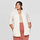 Women's Plus Size Long Sleeve Collared Open Layering Cardigan - Ava & Viv Beige