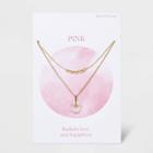 No Brand Semi Precious Beaded Two Layered Necklace - Rose/gold, Gold/pink