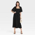Women's Flutter Short Sleeve Tie-back Dress - A New Day Black