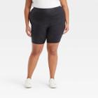 Women's Plus Size High-waisted Liquid Shine Bike Shorts - Ava & Viv Black X