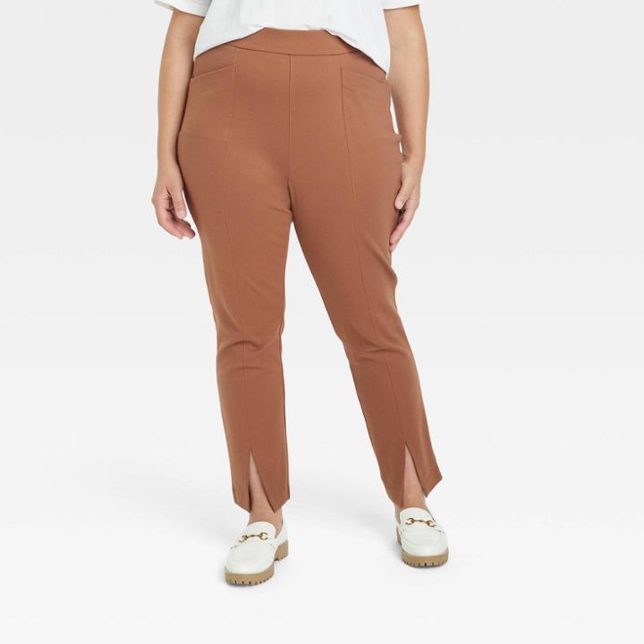 Women's Plus Size High-waisted Leggings - Ava & Viv Taupe X, Brown
