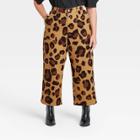 Women's Plus Size Leopard Print High-rise Wide Leg Pants - Who What Wear Brown
