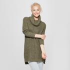 Women's Cozy Neck Pullover Sweater - A New Day Olive (green)