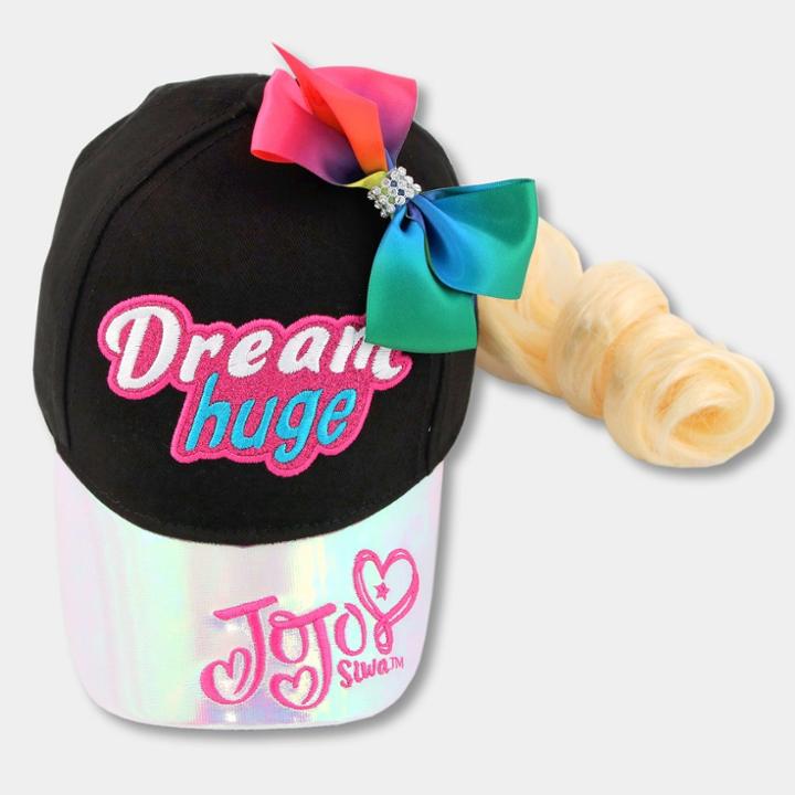 Abg Accessories Girls' Nickelodeon Jojo Siwa Baseball Cap With Bow And Hair Extension - Black