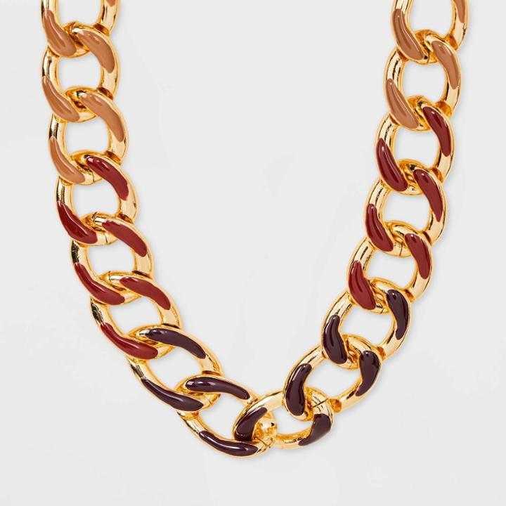 Round Link Chain Necklace - A New Day Red/gold