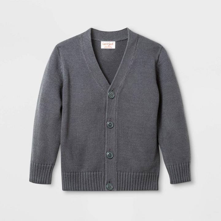 Toddler Boys' Uniform Button Cardigan - Cat & Jack Charcoal Gray