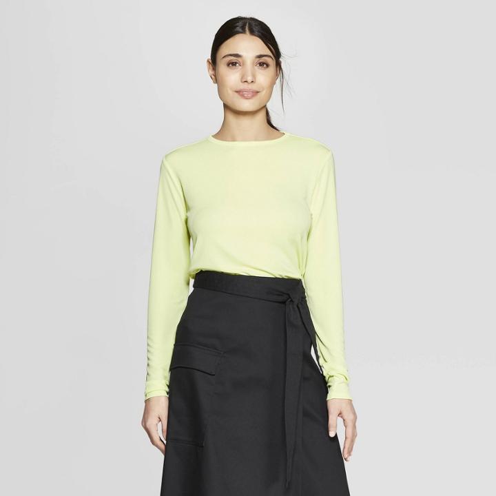 Women's Long Sleeve Crew Neck T-shirt - Prologue Lime (green)