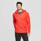 Men's Long Sleeve Standard Fit Fleece Full-zip Hooded Sweatshirt - Goodfellow & Co Jewel Orange