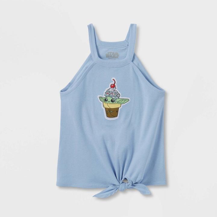 Girls' Star Wars Baby Yoda Ribbed Tank Top - Blue