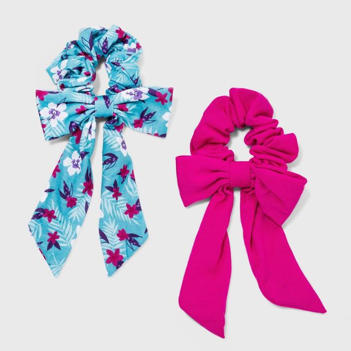 Cat & Jack Girls' 2pk Floral Printed Hair Bow - More Than