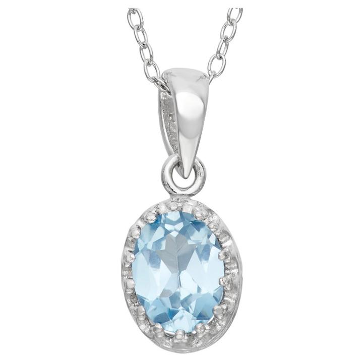 1 1/5 Tcw Tiara Aquamarine Crown Pendant In Sterling