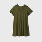 Women's Plus Size Short Sleeve A-line Dress - Ava & Viv Olive X, Women's, Green