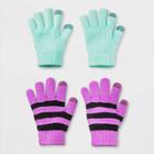 Girls' 2pk Gloves - Cat & Jack Green/violet One Size, Verve Violet