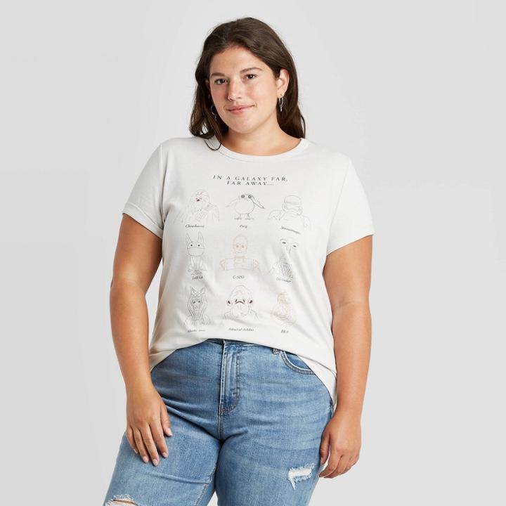 Women's Star Wars Galaxy's Edge Character Plus Size Short Sleeve Graphic T-shirt - Gray