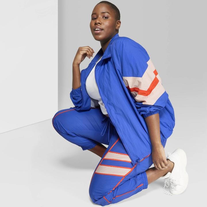 Plus Size Women's Plus Retro Track Jacket Set - Wild Fable Royal Blue