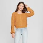 Women's Long Sleeve Cable Crop Pullover Sweater - Almost Famous (juniors')